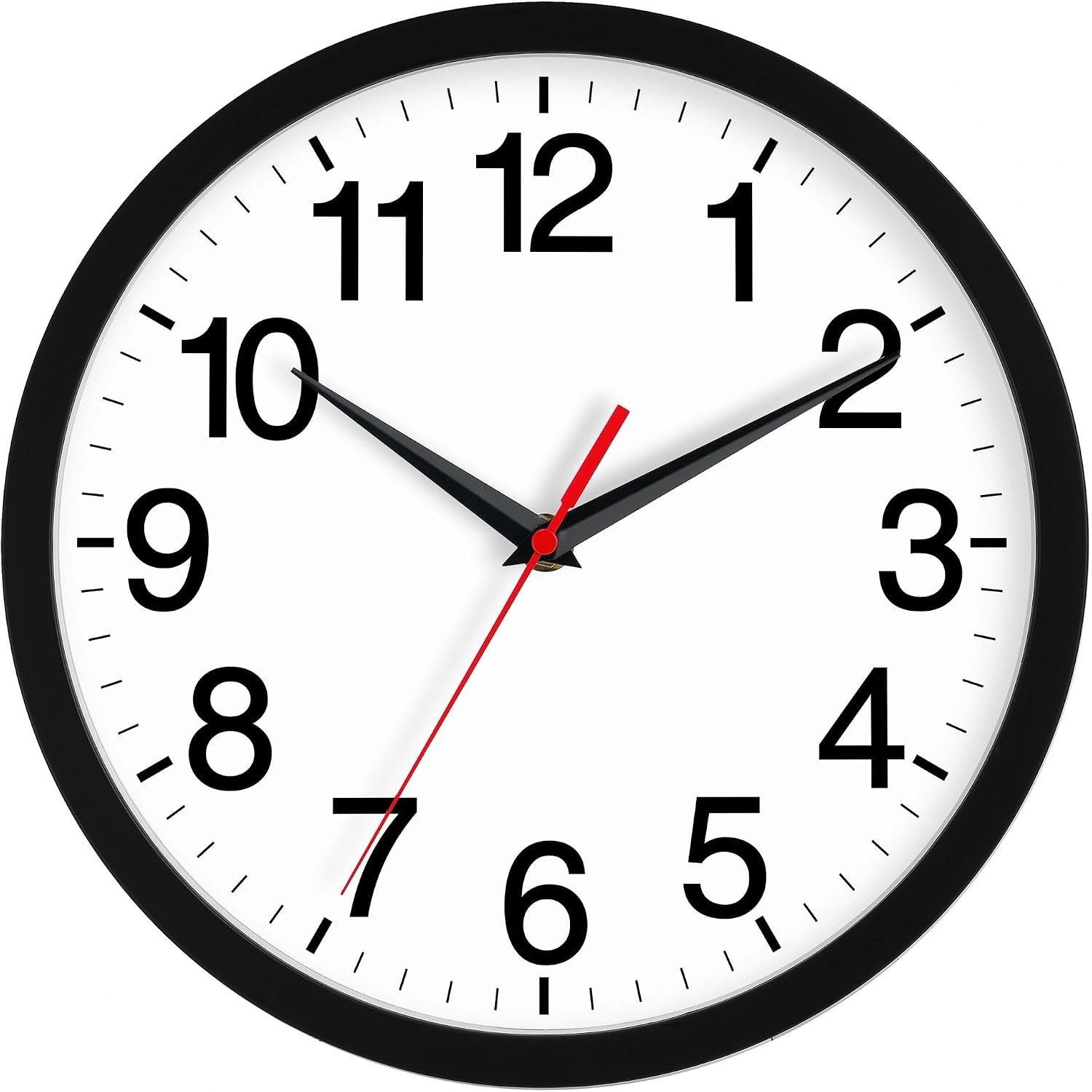 Rohioue Wall Clock Analog 8 Inch Black Battery Operated Silent Clock