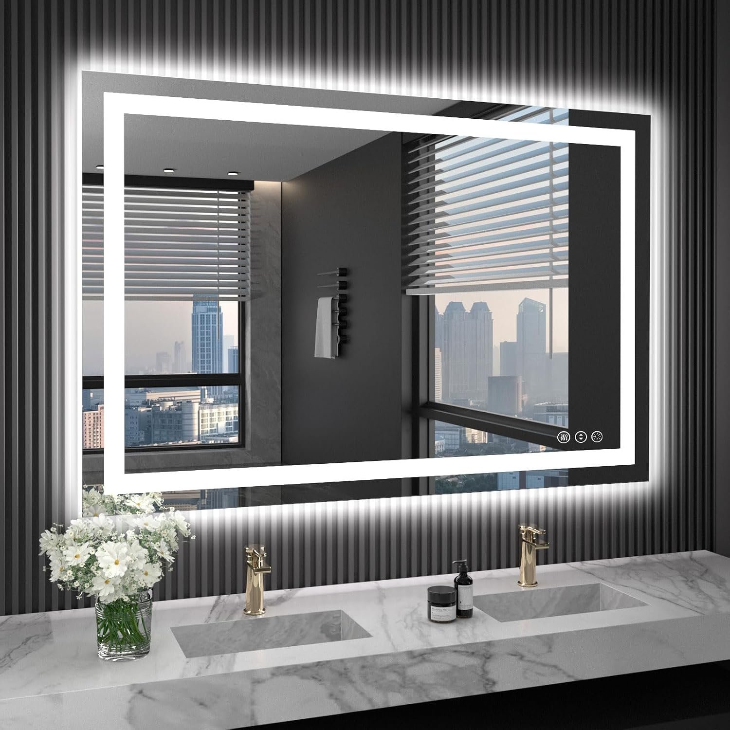 LOAAO 40"X32" LED Bathroom Mirror with Lights, UL Listed