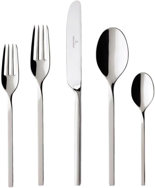 Villeroy & Boch NewWave Collection 20-Piece Flatware Set, Service for 4, 18/10 Stainless Steel Utensils, Dishwasher Safe