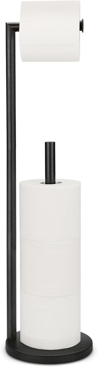 Toilet Paper Holder Stand, Rustproof Bathroom Free Standing Storage, Black