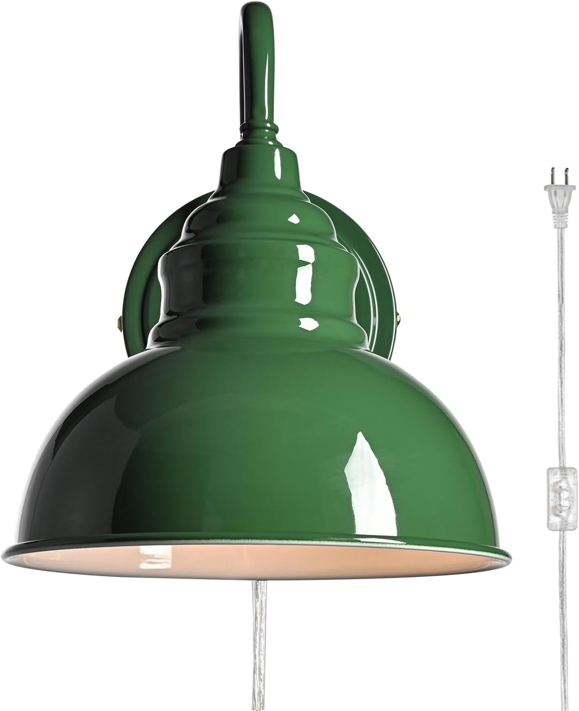 Mini Gooseneck Wall Sconce, 2-Way Mount with Switch, Green