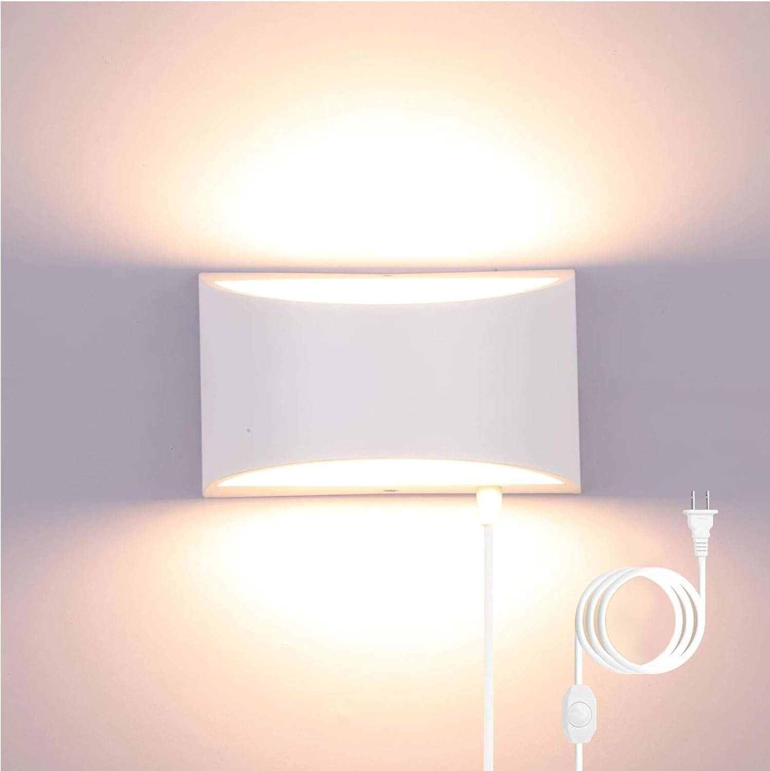 Lightess Plug in Wall Sconces LED, Warm White, Dimmable