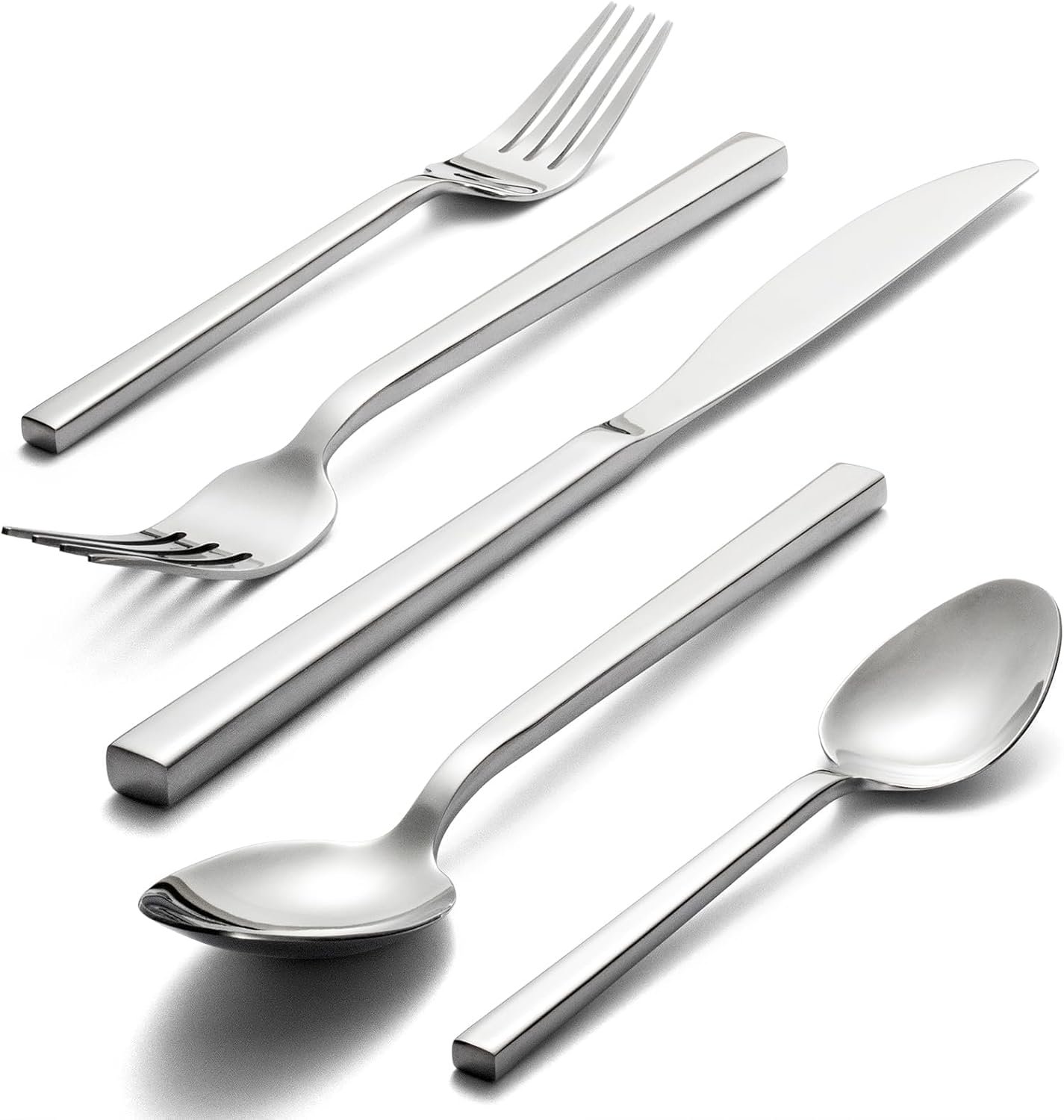 Cube 20-Piece Forged Stainless Steel Mirror Flatware Set for 4