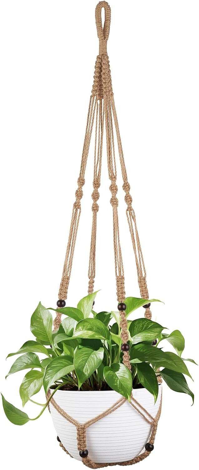 Mkono 43 Inch Macrame Plant Hanger Indoor Hanging Planter Holder Brown 1Pc