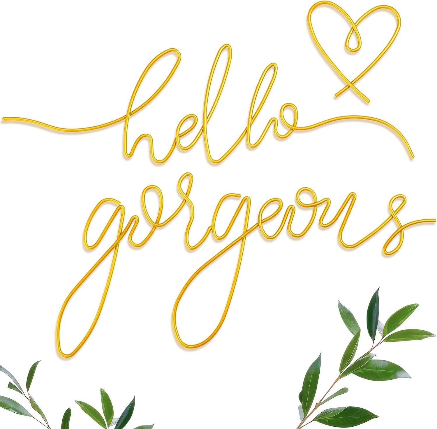 Hicarer Metal Hello Gorgeous Wall Art Minimalist Gold Wall Decor