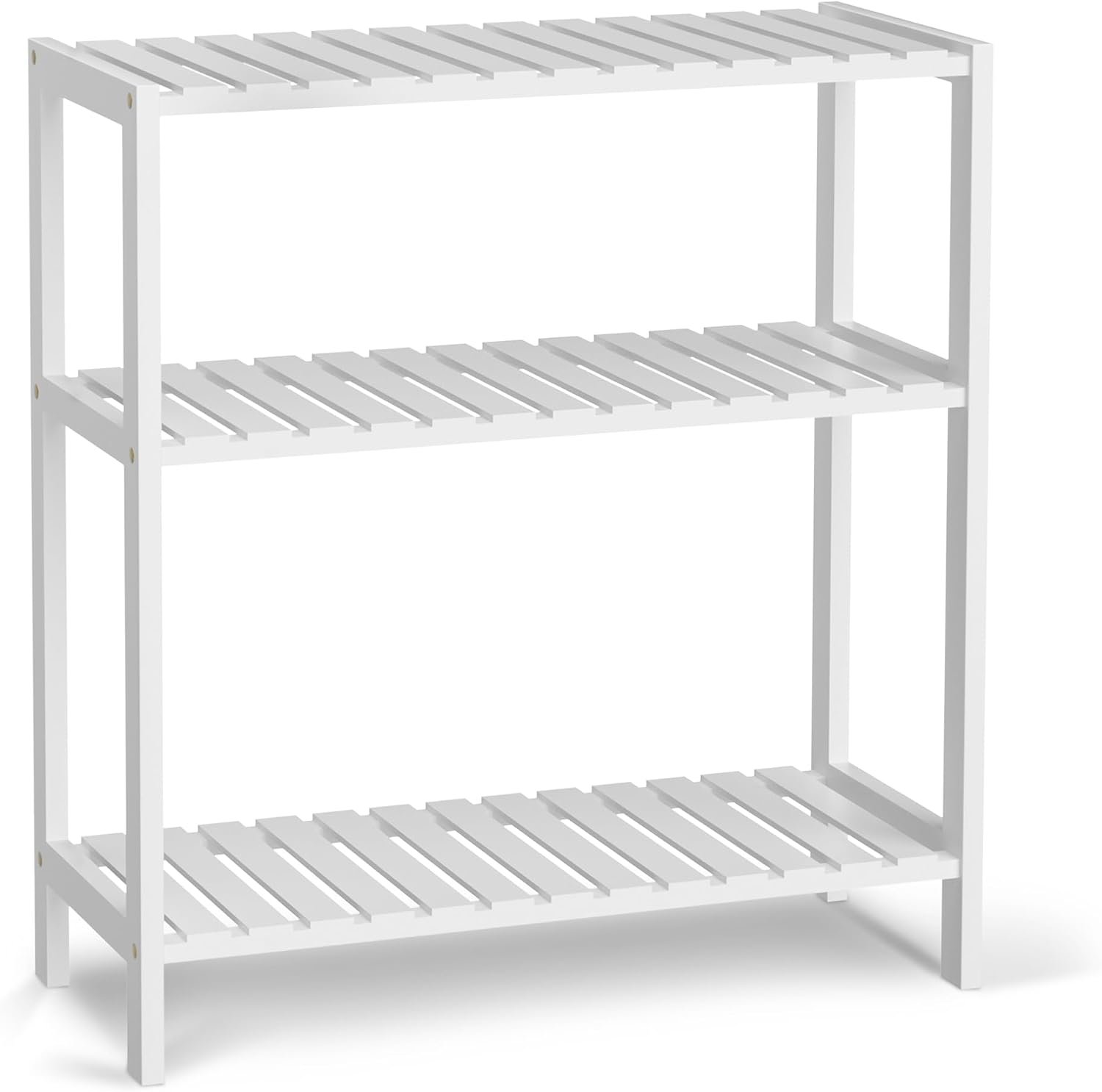 VASMIA Bamboo Bathroom Shelf,3-Tier Storage Shelf,Multipurpose Storage Display Shelf for Bathroom, Living Room,Balcony, Kitchen,White