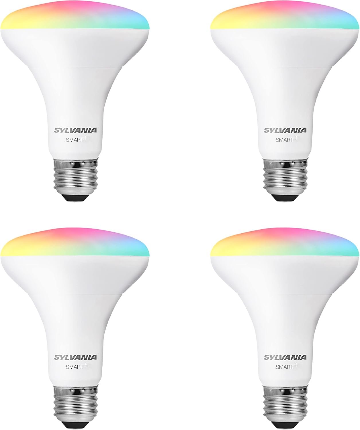 Sylvania WiFi LED Smart Light Bulb, 65W Equivalent Full Color and Tunable White BR30, Dimmable, Works with Alexa and Google Home Only – 4 Pack (75688)