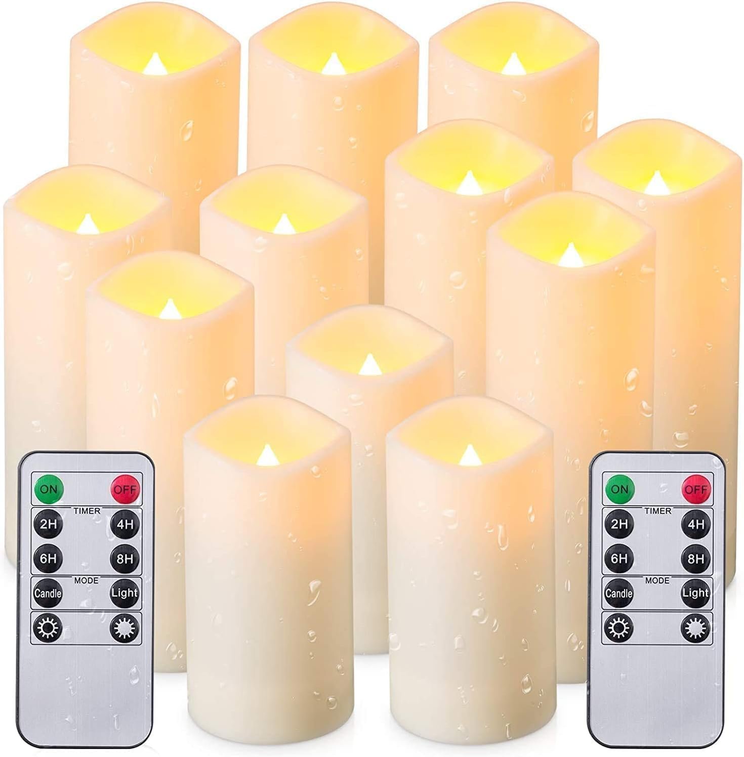 CLTNIKET12-Pack LED Flameless Candles(D 2.2”X H 4” 5” 6” 7”) with Remote Control Waterproof Outdoors & Indoors, Battery Candles with Remote Timer, Decorative Remote Led Candles.