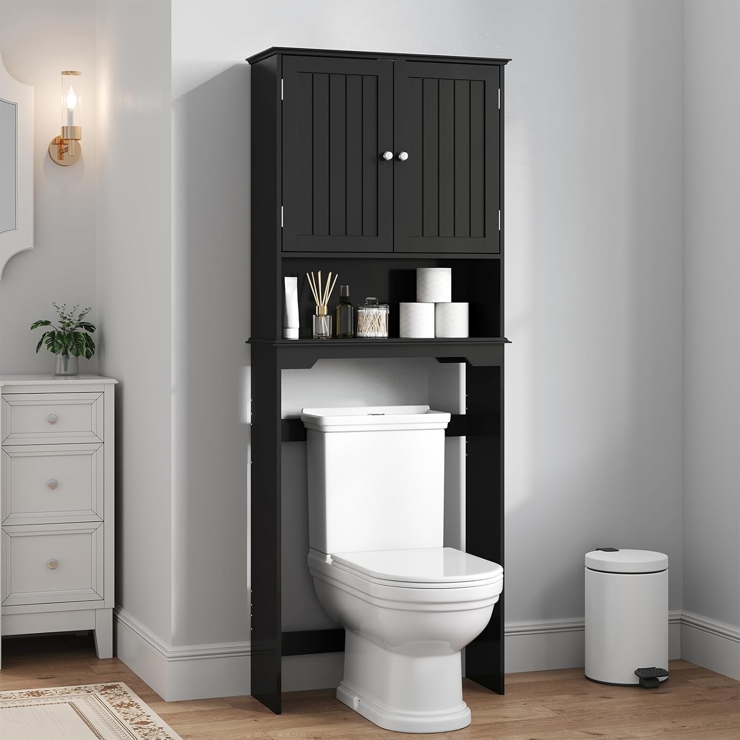 DUMOS Over the Toilet Storage Cabinet with Double Doors,  Bathroom Storage