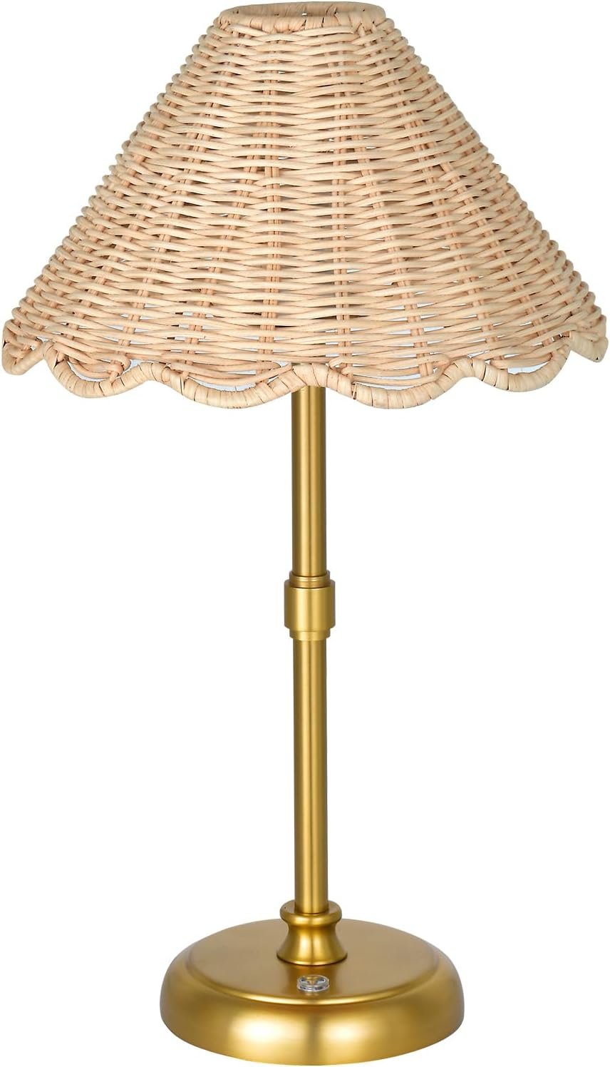 Rechargeable Cordless Boho Rattan Table Lamp, 16-Inch, Gold