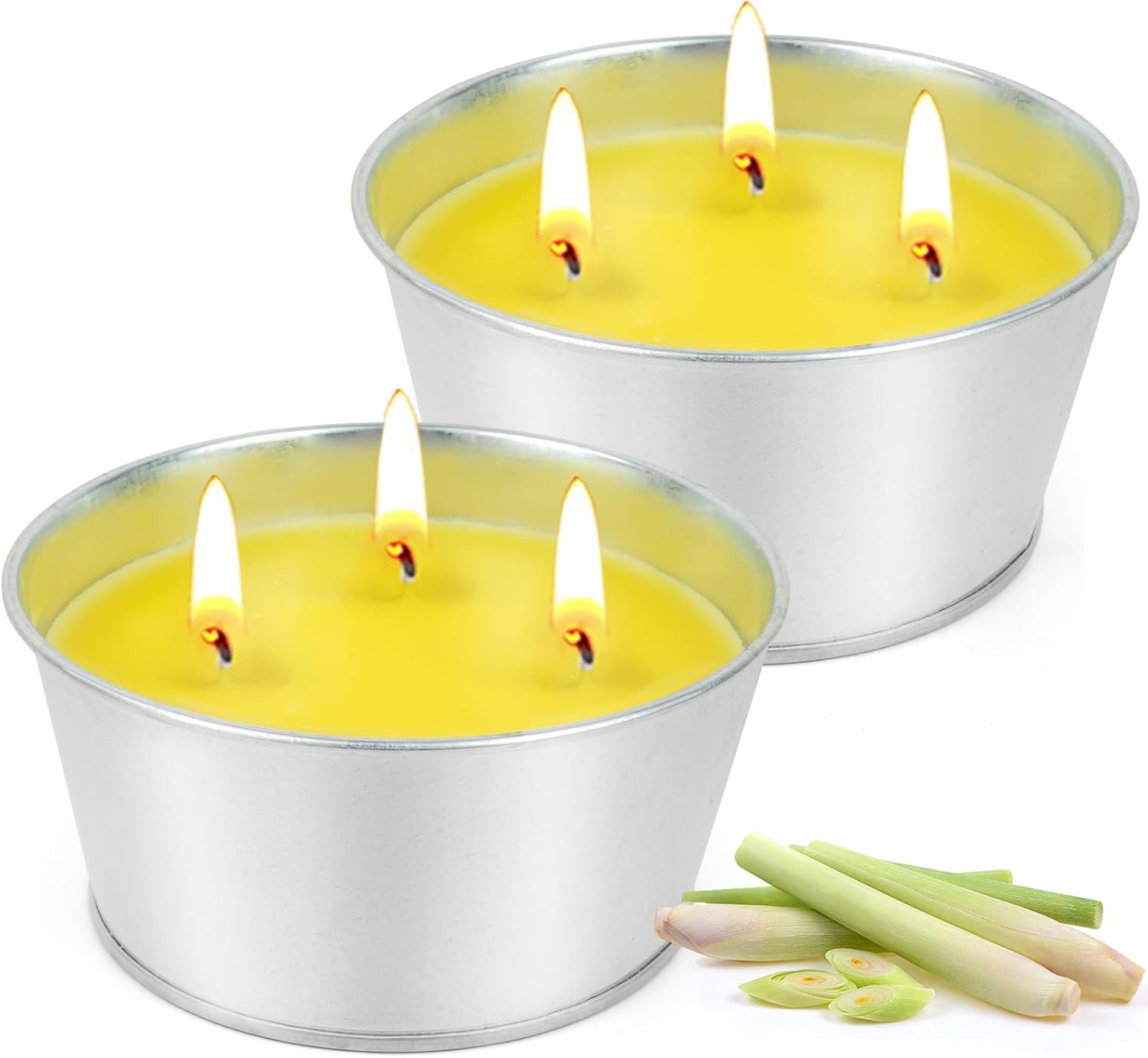 Large Citronella Candles Outdoor – Lemongrass Scented Candle Set 2 Pack Natural Wax Bucket Citronella Candles up to 180 Hours for Garden Patio Yard Home Balcony Camping Backyard Jar Candles