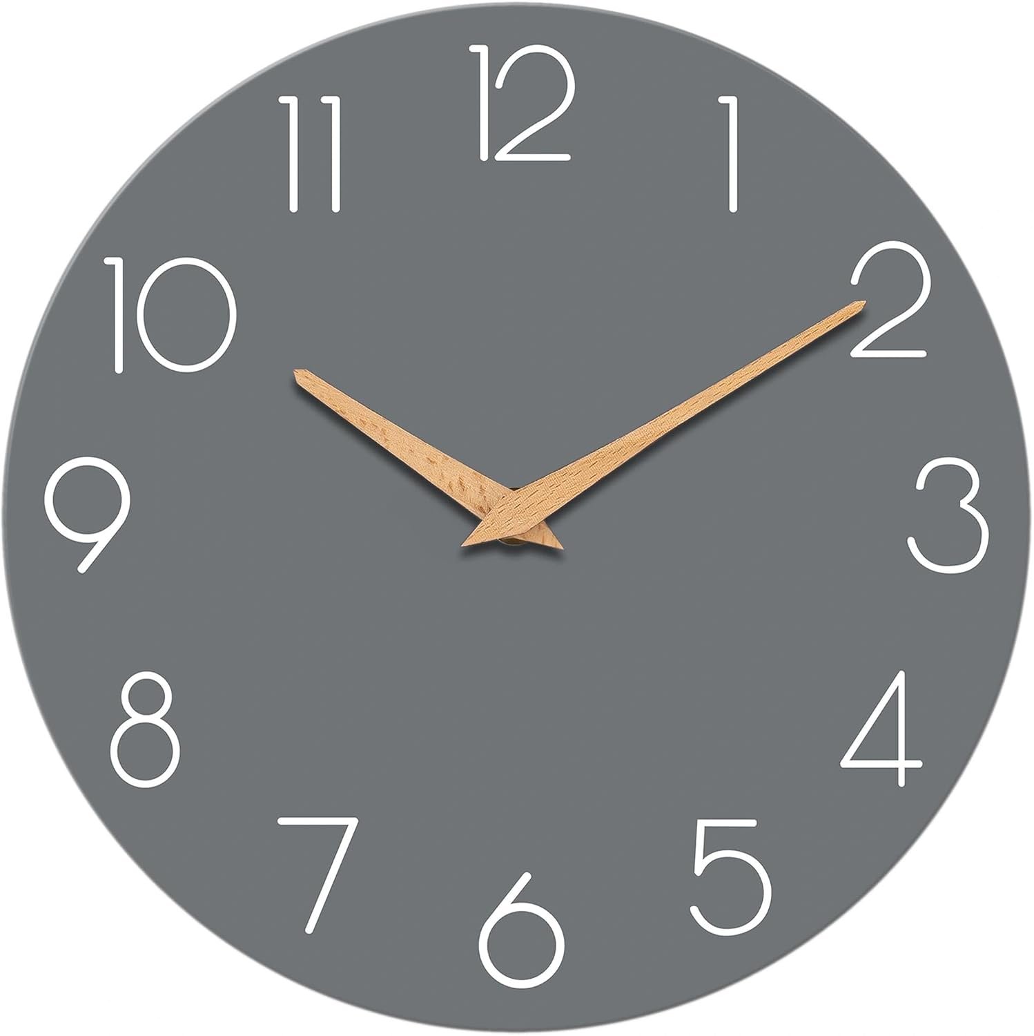 cicininc 8 Inch Battery Operated Wall Clock, Silent Analog, Gray