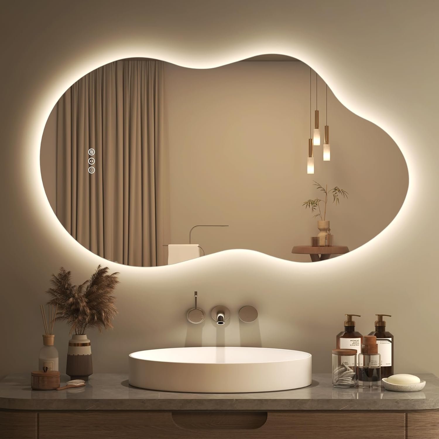 SMIROR 40×24 Irregular Backlit Led Lighted Bathroom Vanity Mirror