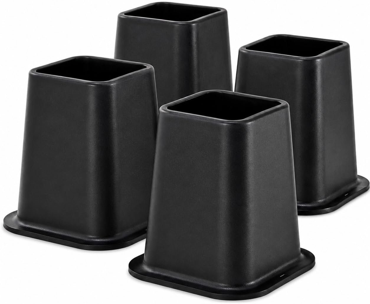 Kings Brand Furniture 6-inch Bed Risers – Set of 4 Black Heavy Duty Stackable Furniture Risers for Under Bed Storage, Desk, Sofa, Couch