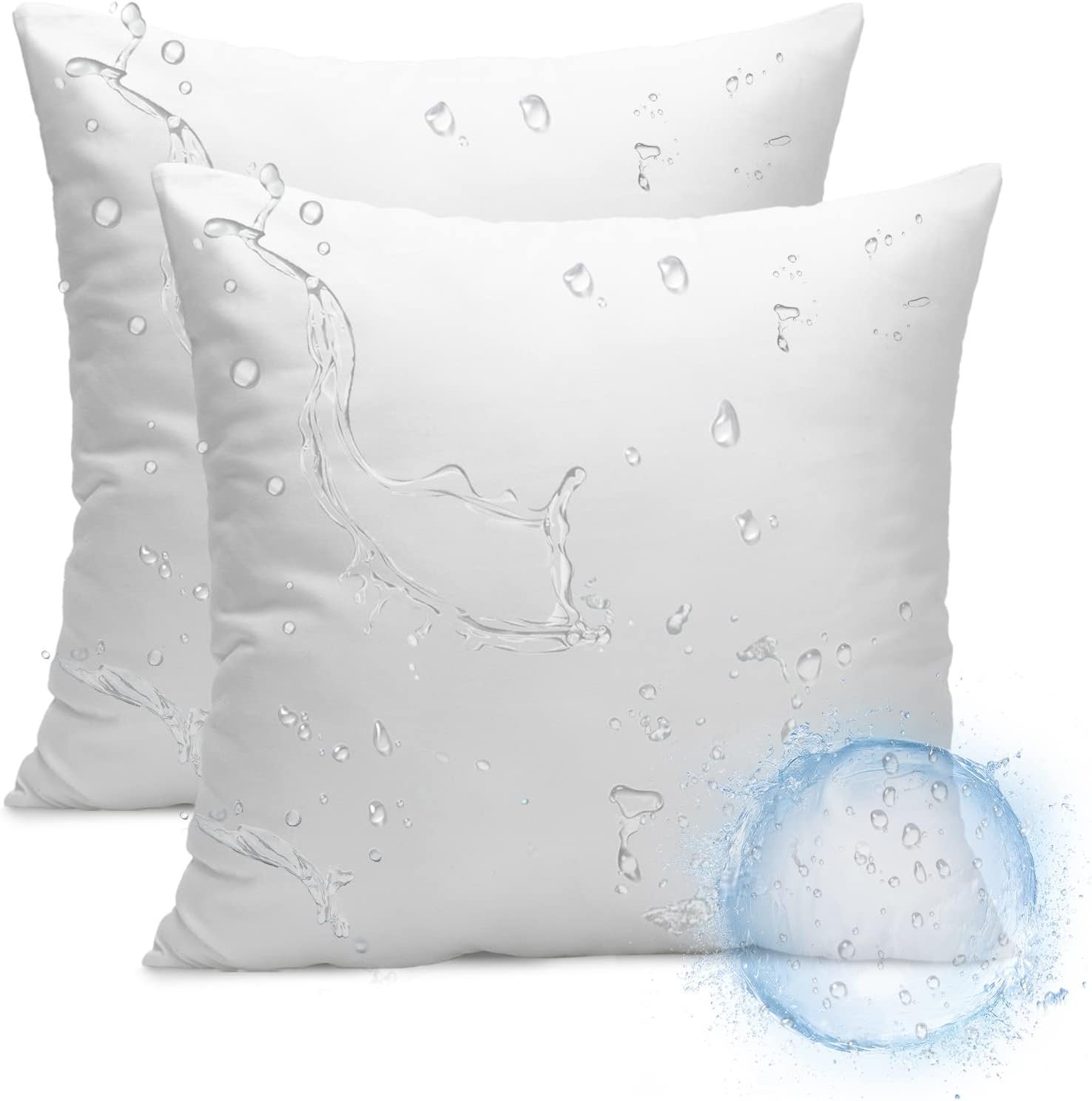 Ashler Outdoor Pillow Inserts, 18×18 Waterproof Throw Pillows Pack of 2