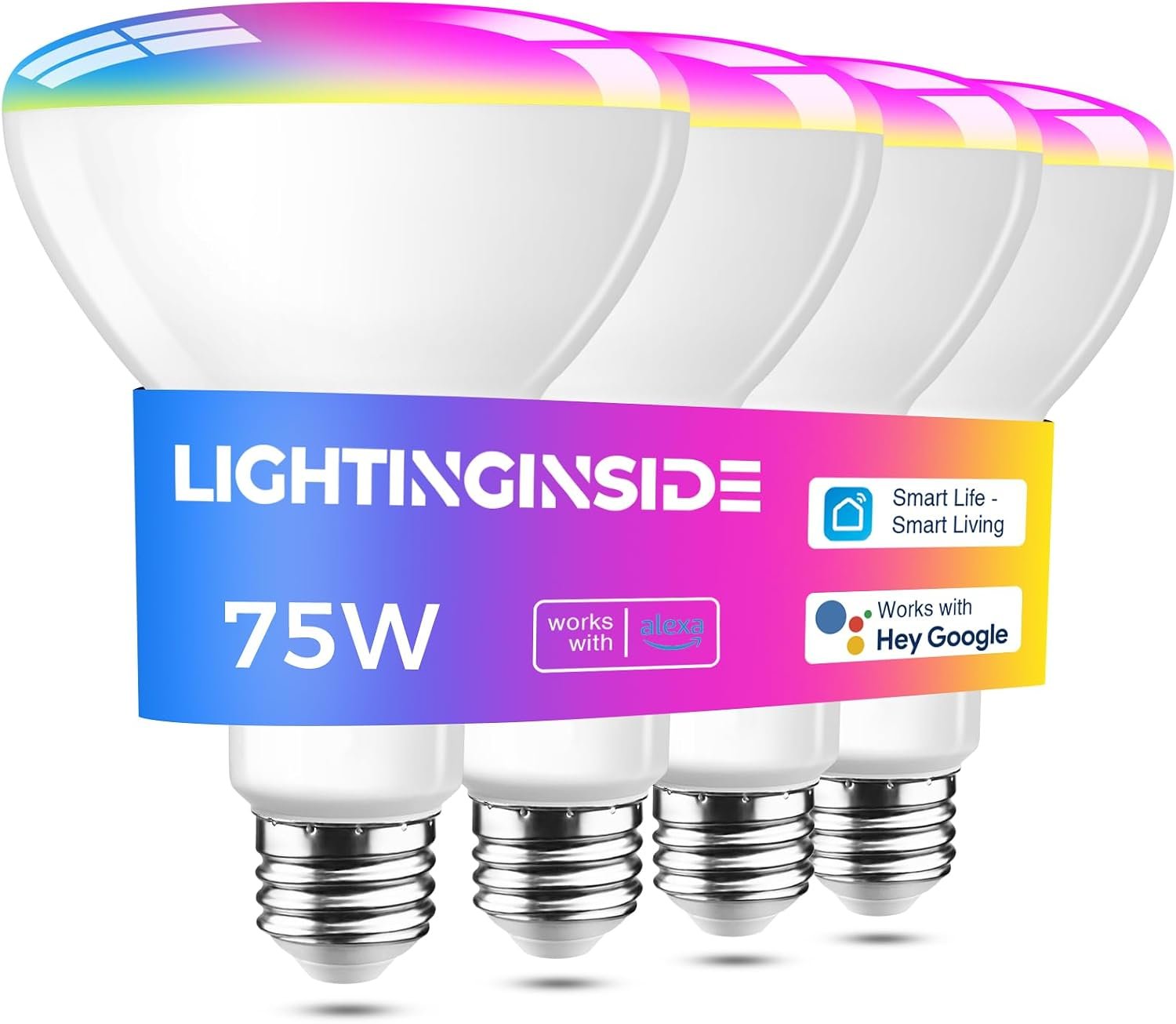 Smart Light Bulbs 1100LM, BR30 RGBCW Color Changing, 4PCS