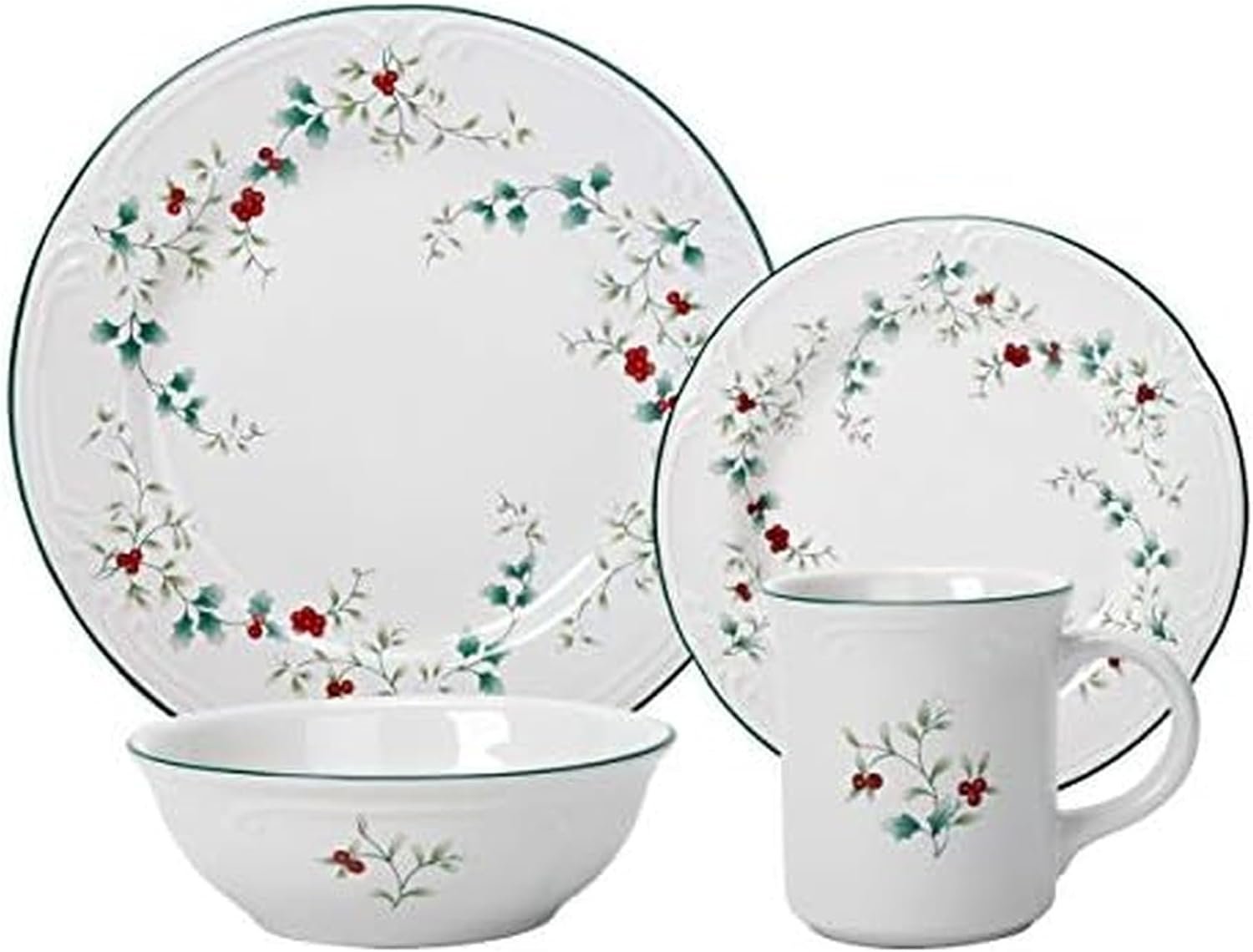 Pfaltzgraff Winterberry 16-Piece Dinnerware Set Scalloped Stoneware
