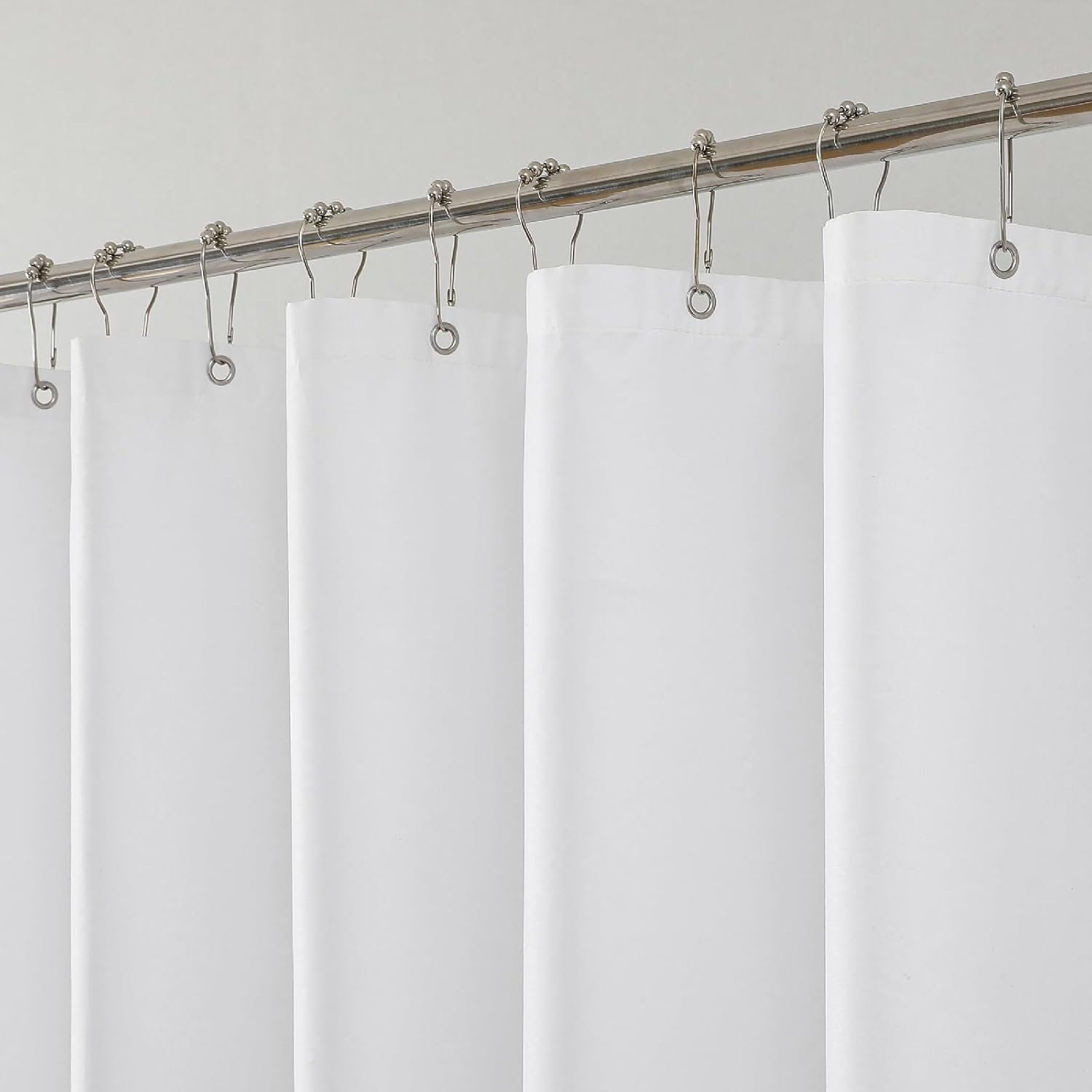 1 Pack Water-Repellent Fabric Shower Curtain Liner, 72×72 White