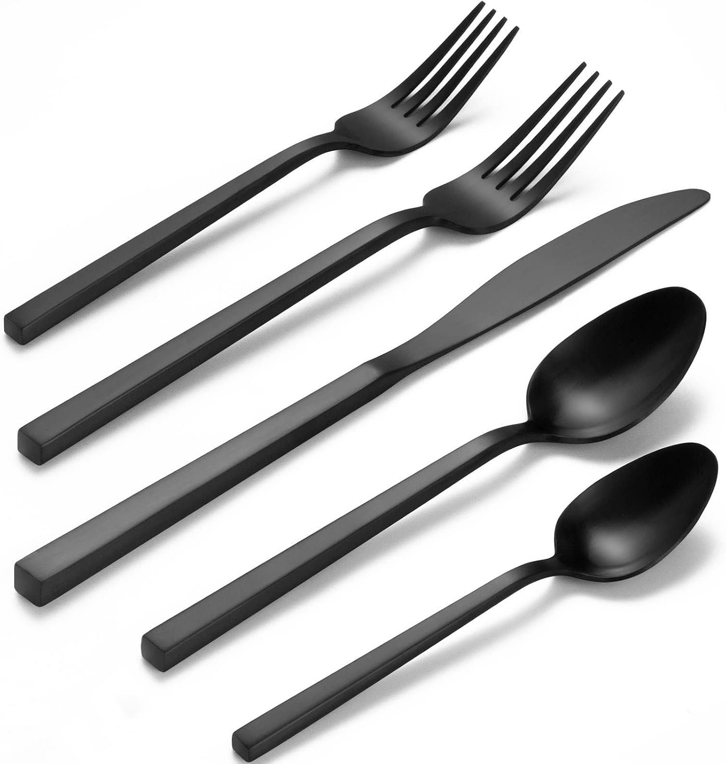 Cube Black 20-Piece Forged Stainless Steel Matte Flatware Set for 4