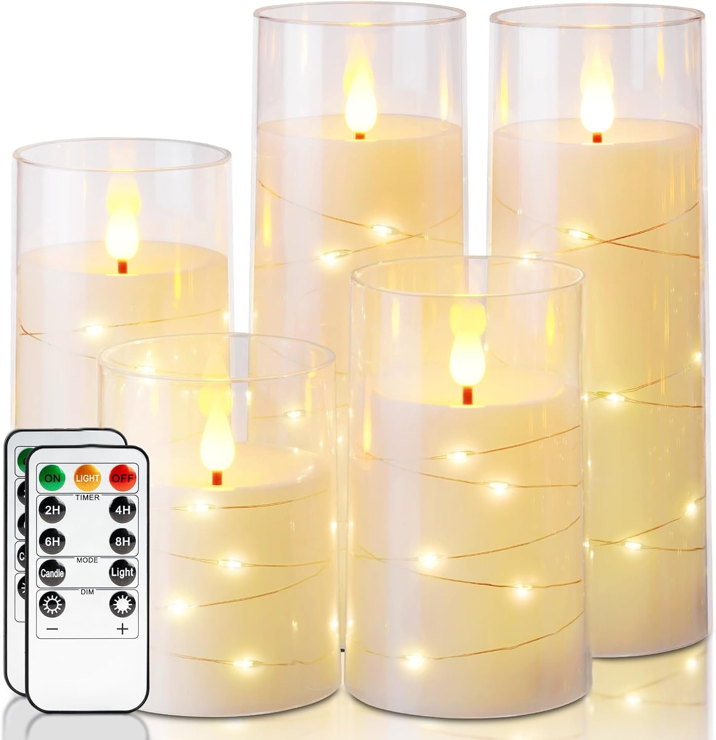 Homemory Flickering Flameless Candles, Ivory LED Pillar Candles with Remote