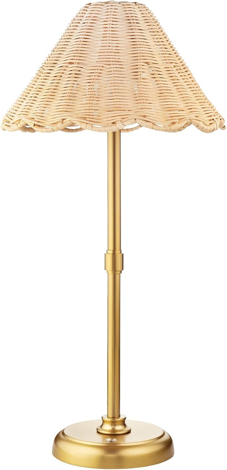 20.5” Tall Cordless Boho Rattan Table lamp, 5200-mAh Rechargeable Battery, 3-Level Brightness Dimmable, Build-in LED 320 Lumen Max, for Bedside Restaurant Resort Hotel Dining Table
