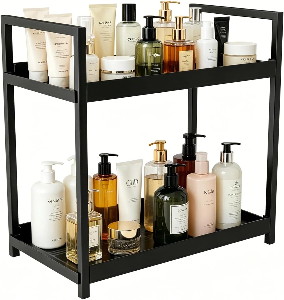 Bathroom Counter Organizer, 2 Tier Black Counter Shelf