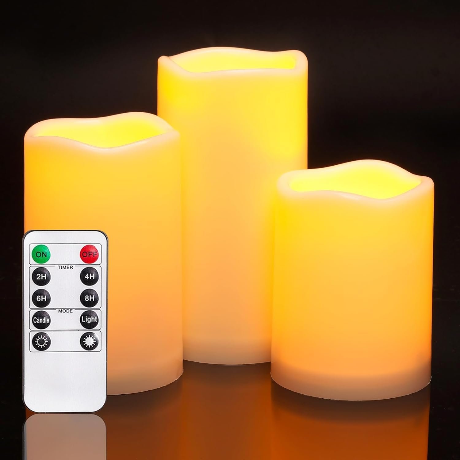 Homemory Outdoor Waterproof Flameless LED Candles with Remote Timer, 3 Pack