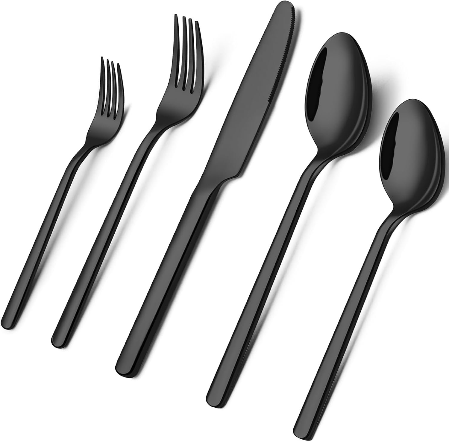 Black Silverware Set, 20-Piece Flatware Set for 4, 18/10 Stainless Steel Cutlery for Home Kitchen and Restaurant