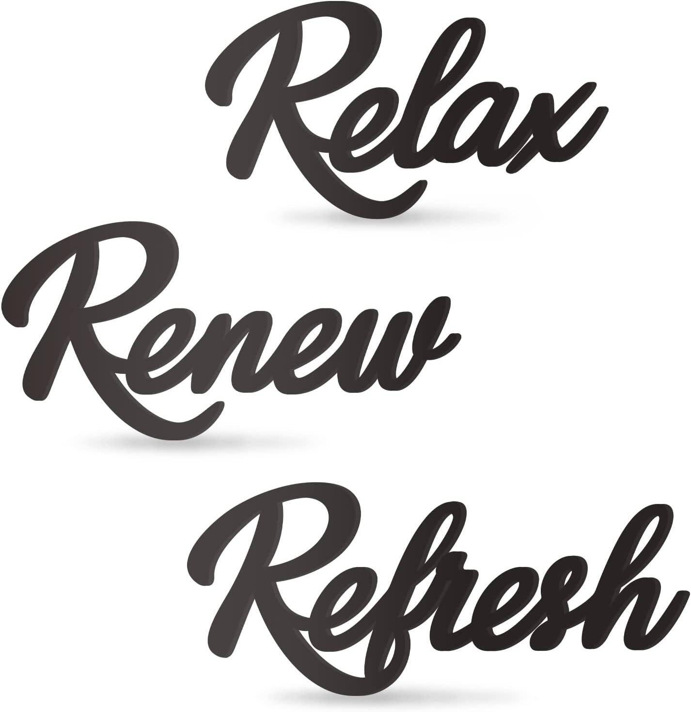 3 Pieces Bathroom Decor Black Bathroom Wall Art Relax Renew Refresh