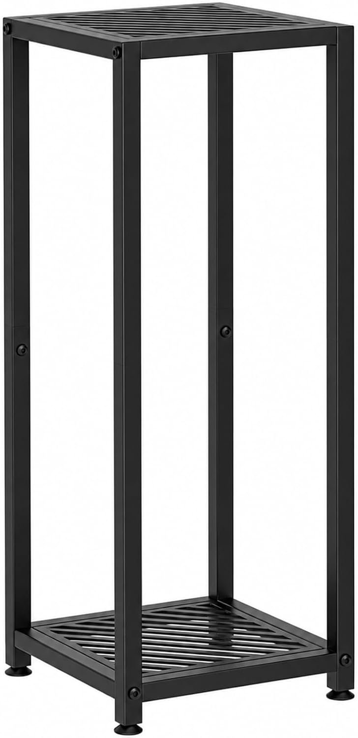 TOSKING 2-Tier Tall Plant Stand Indoor, 30-Inch Modern Metal Shelf, Black