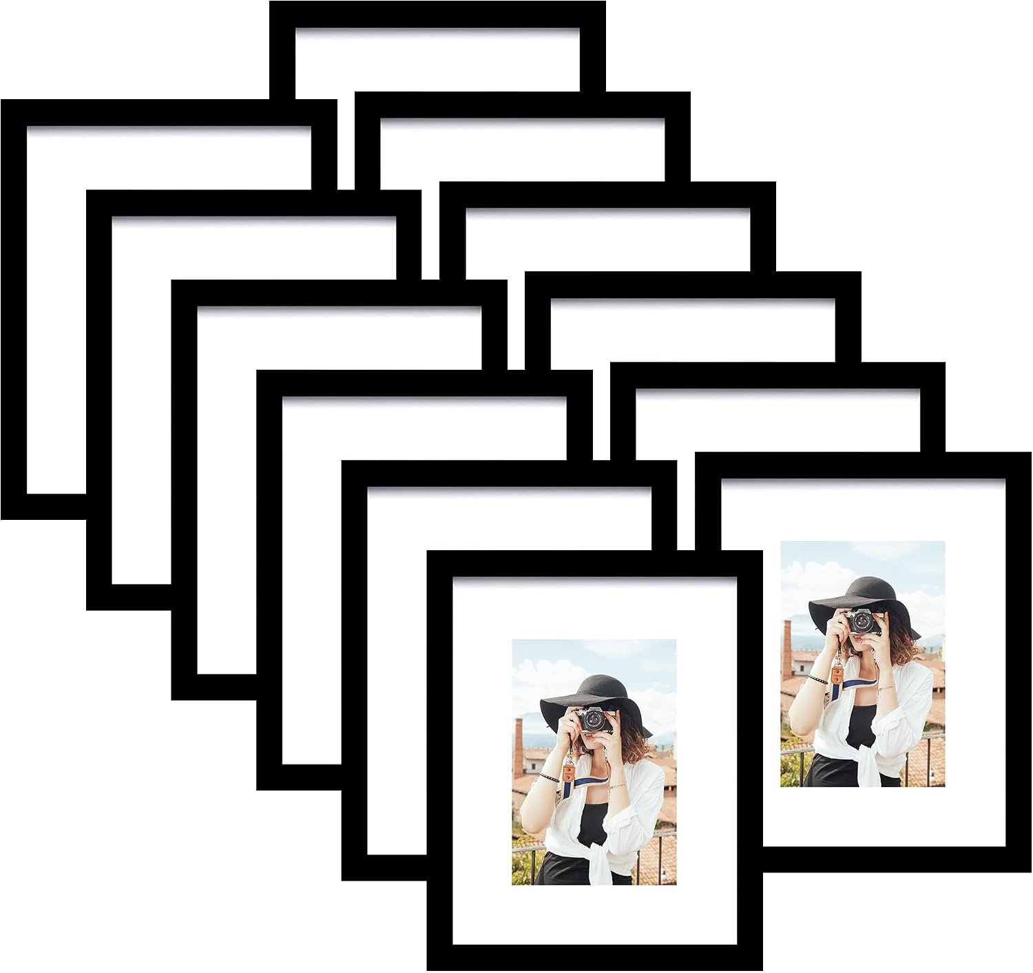 11×14 Picture Frame Set of 12, Modern Gallery Wall Frames, Black