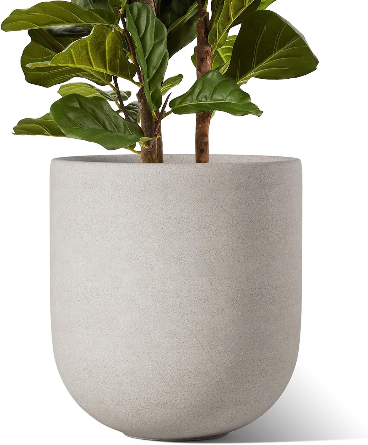LE TAUCI 12 Inch Ceramic Pots for Plants, Large Planter, Neutral Gray
