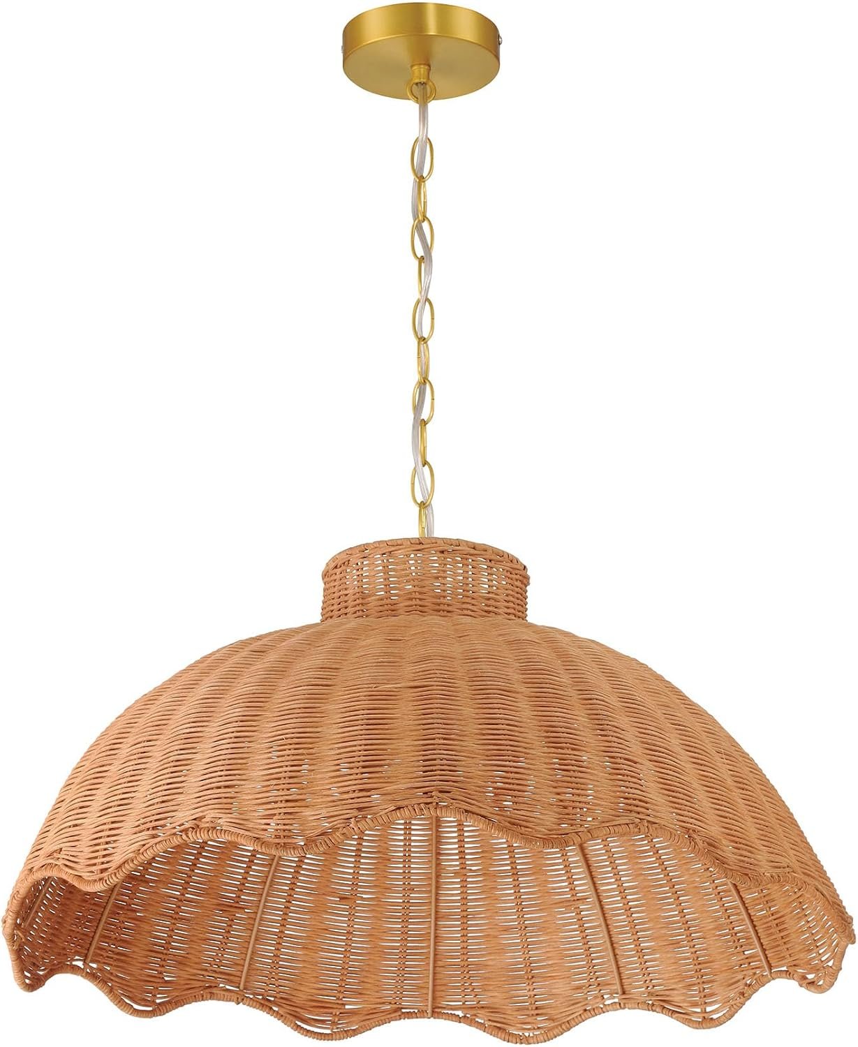 Creative Co-Op 60-Watt Large Scalloped Rattan Pendant Lighting, Natural