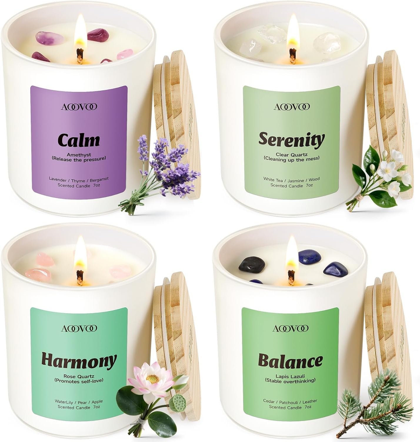 Calm Candles Set for Women – 4 Pack Soy Candles for Home Scented