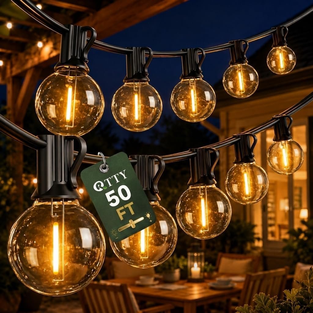 50FT Outdoor String Lights, 25+1 G40 LED Bulbs,Dimmable Patio Lights