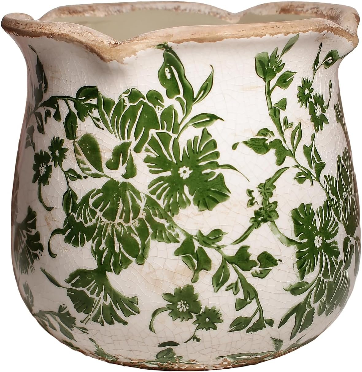 Tuscan Ceramic Plant Pots, Vintage Planter & Vase with Drainage