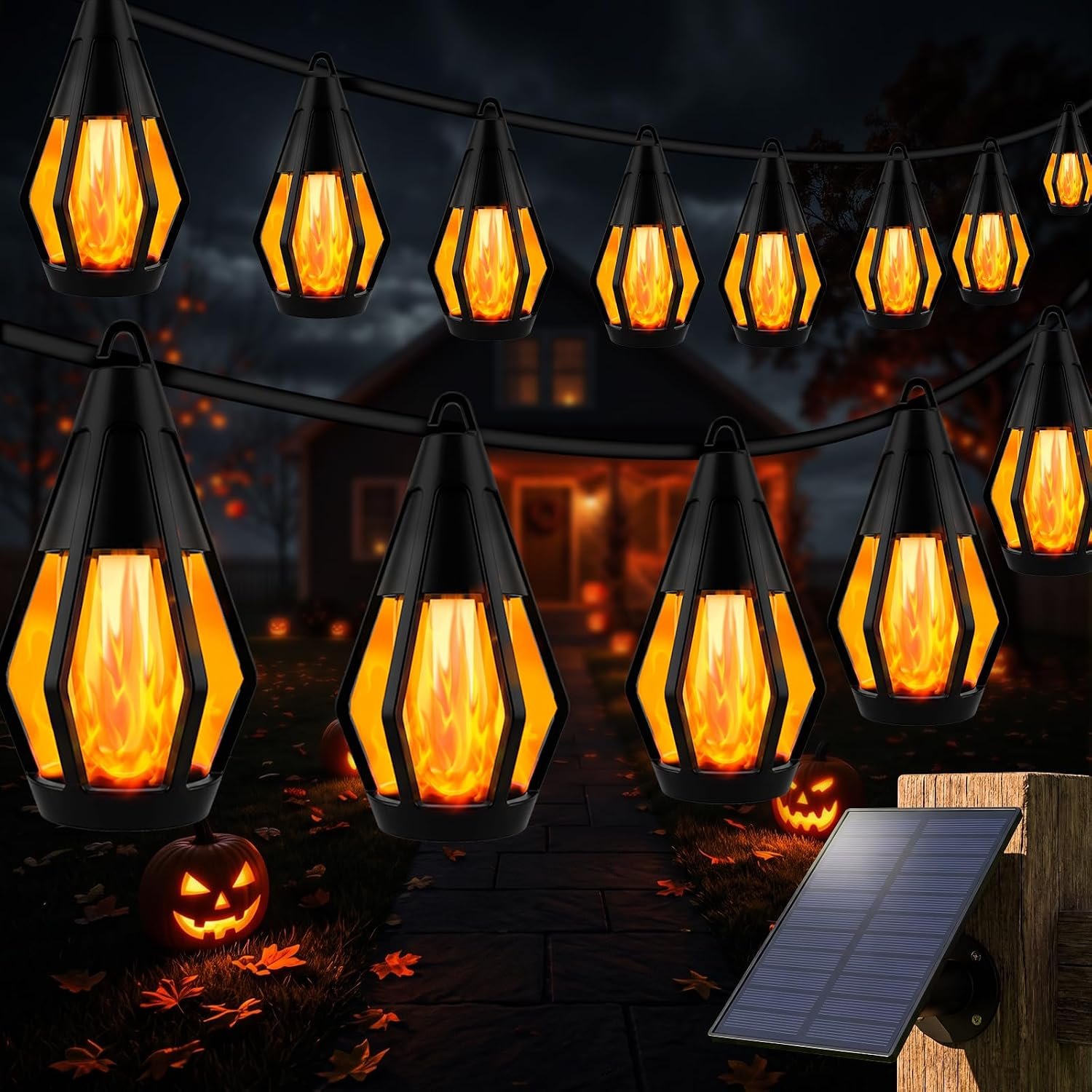 31FT Solar String Lights Outdoor, Solar Halloween Lights Waterproof