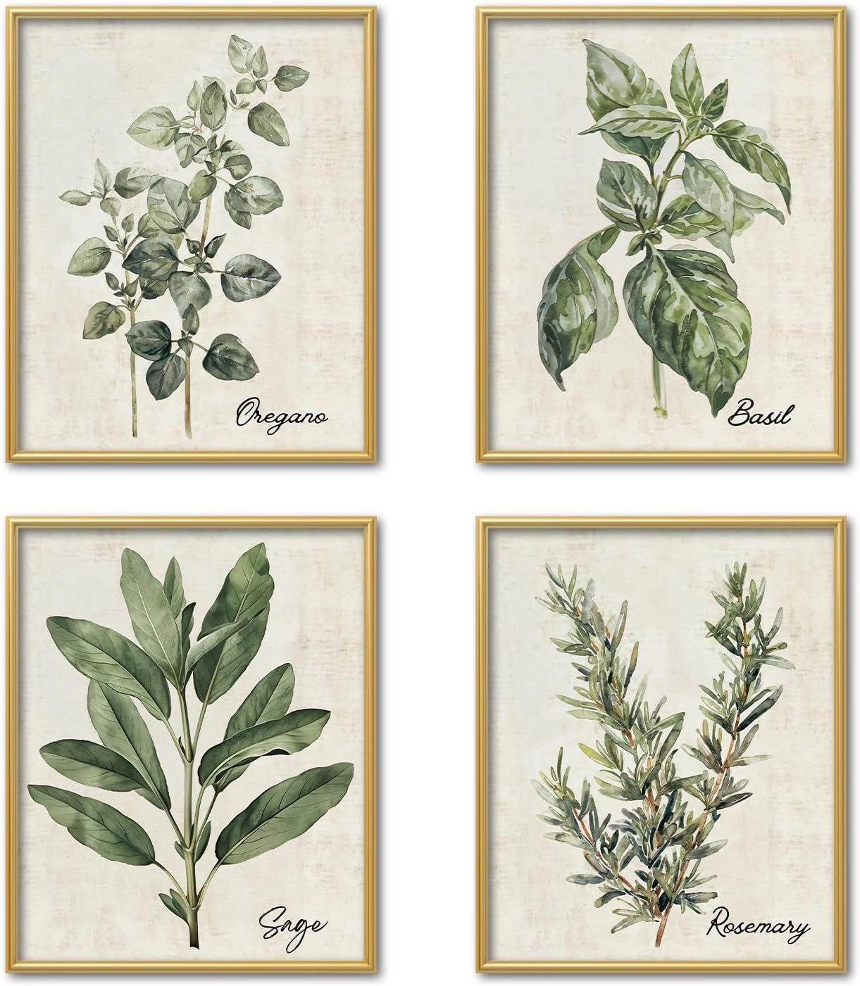 OCFMUHFP Vintage Herbs Botanical Wall Art, Nature Posters Bathroom Decor