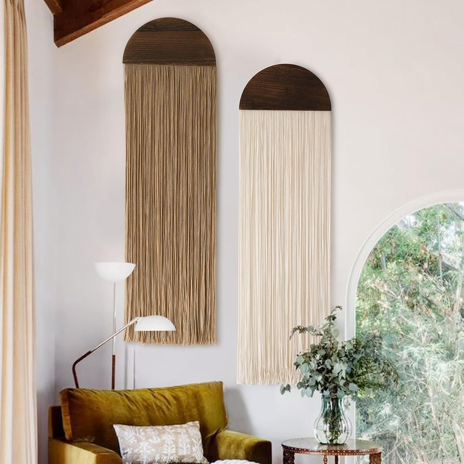 2Pcs Macrame Wall Hanging Boho wall decor Fiber Art Decor 13.7″W*51″L