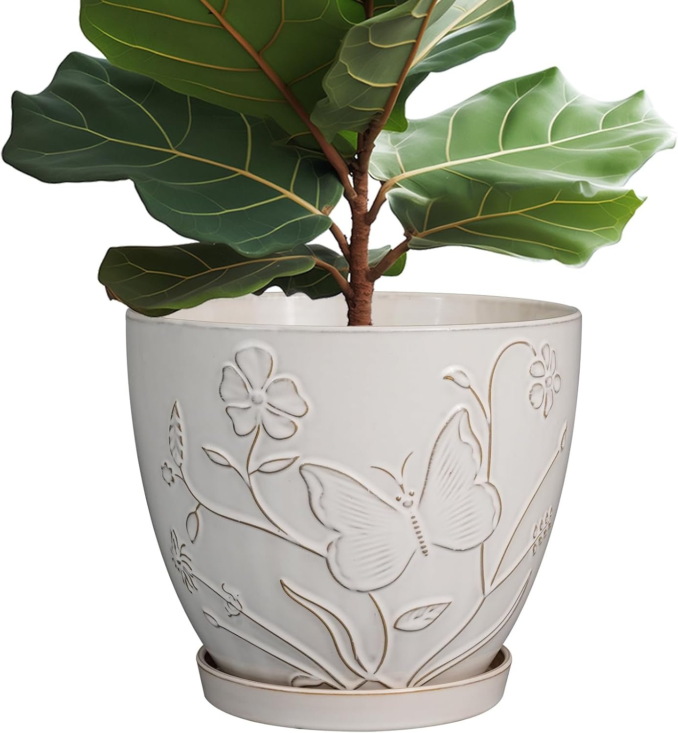 10 Inch Plant Pot, Ceramic Planter Pot, White