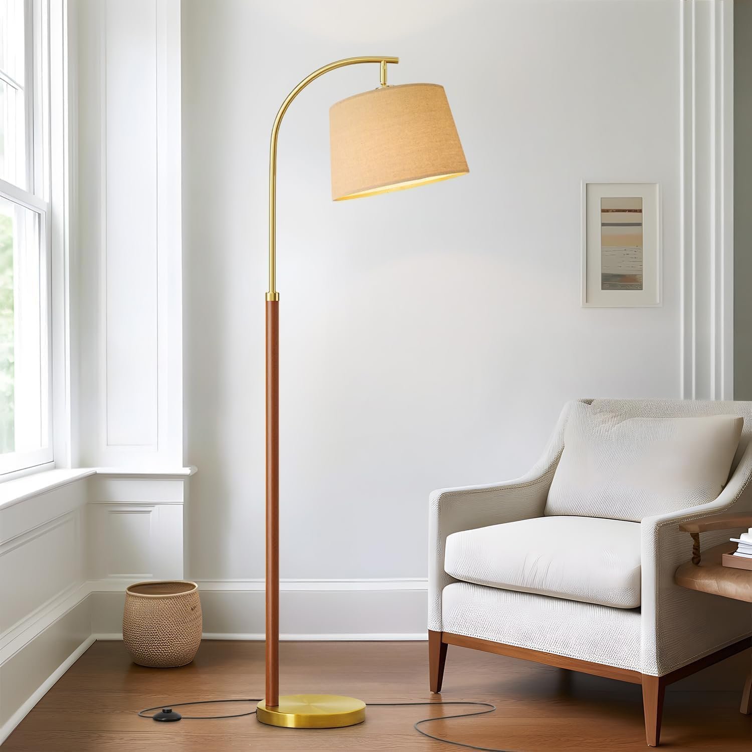 Real Wood Floor Lamps for Living Room Bedroom 62.5″ Mid Century Modern Lamp