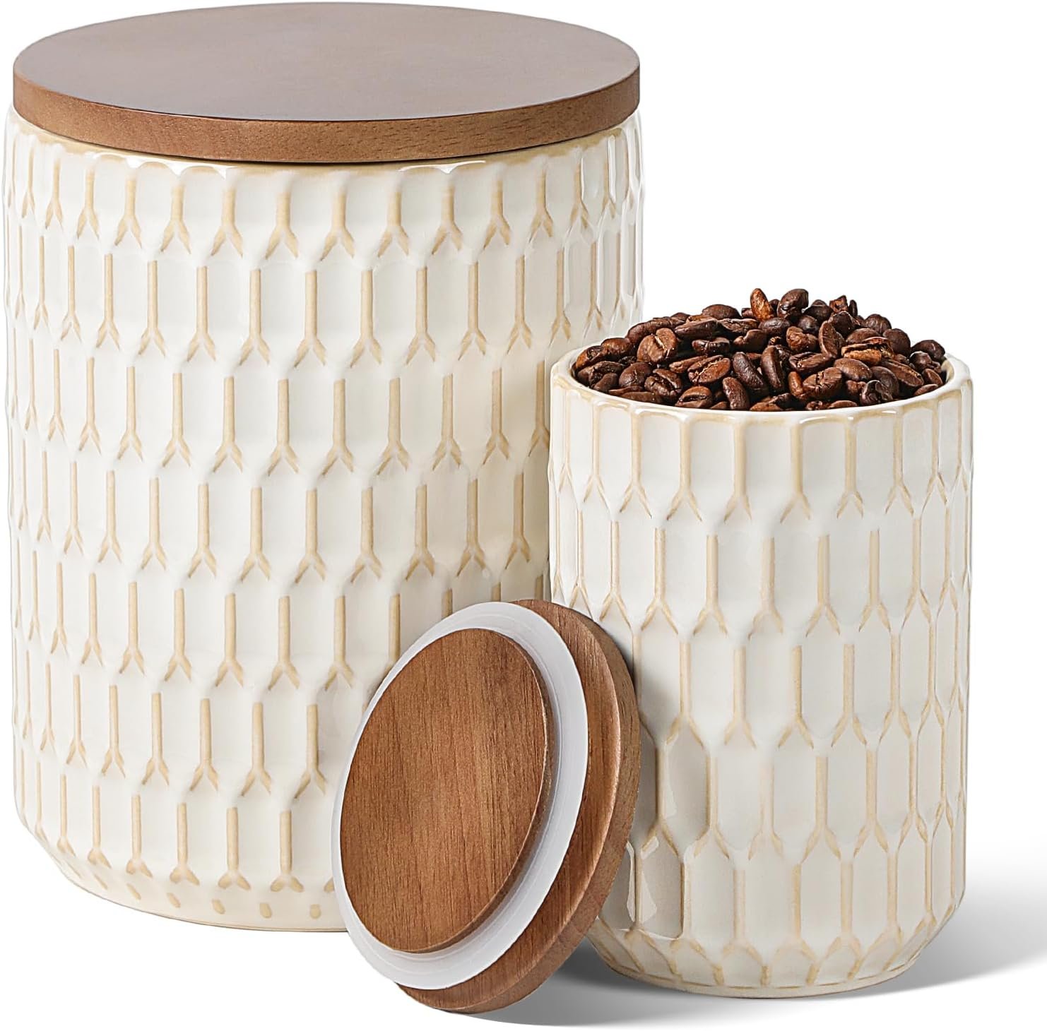 Ceramic Canister Set for Kitchen, Flour Sugar Storage Containers