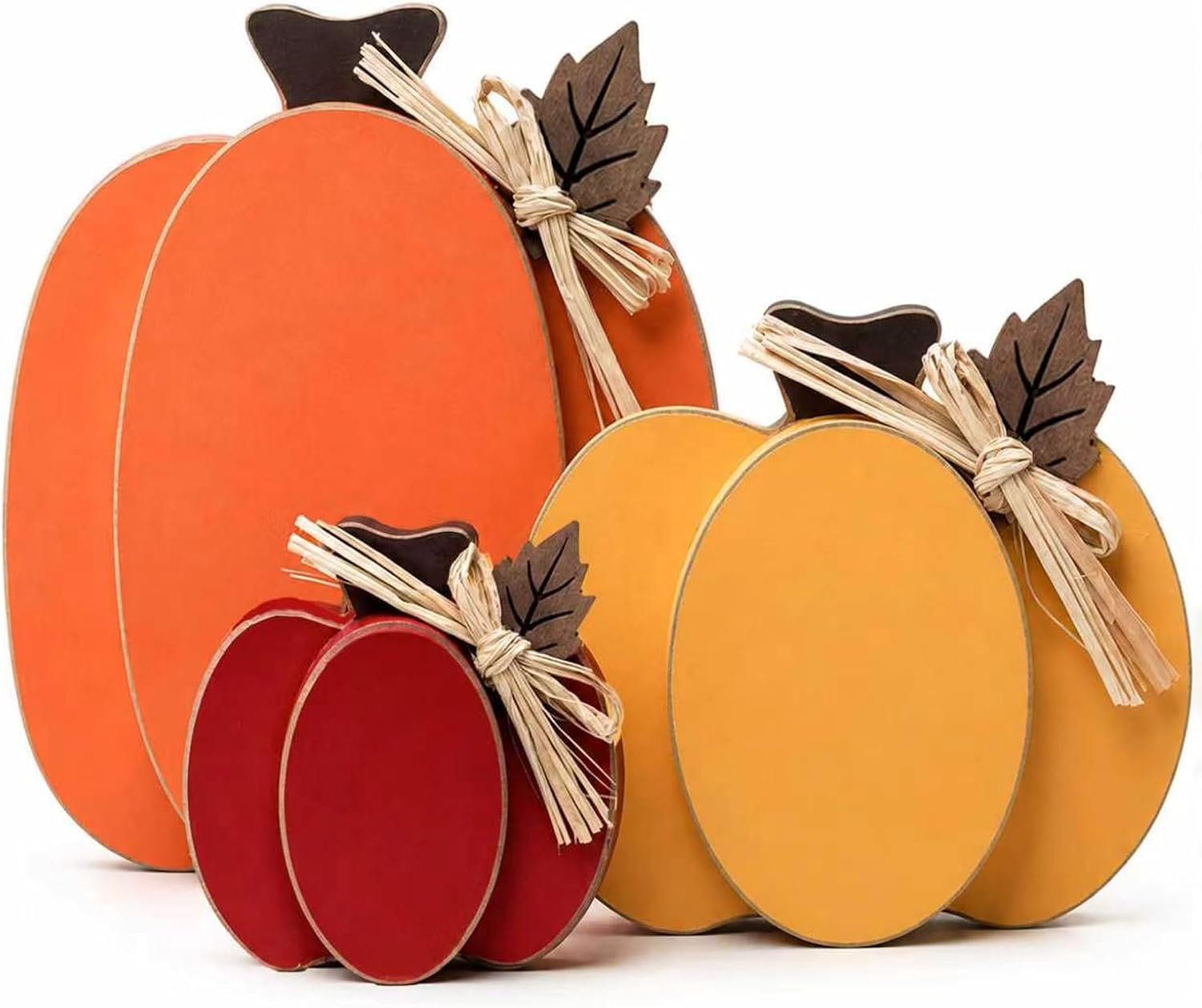 Wooden Pumpkin Fall Decor, 3-Piece Indoor Fall Decorations for Home