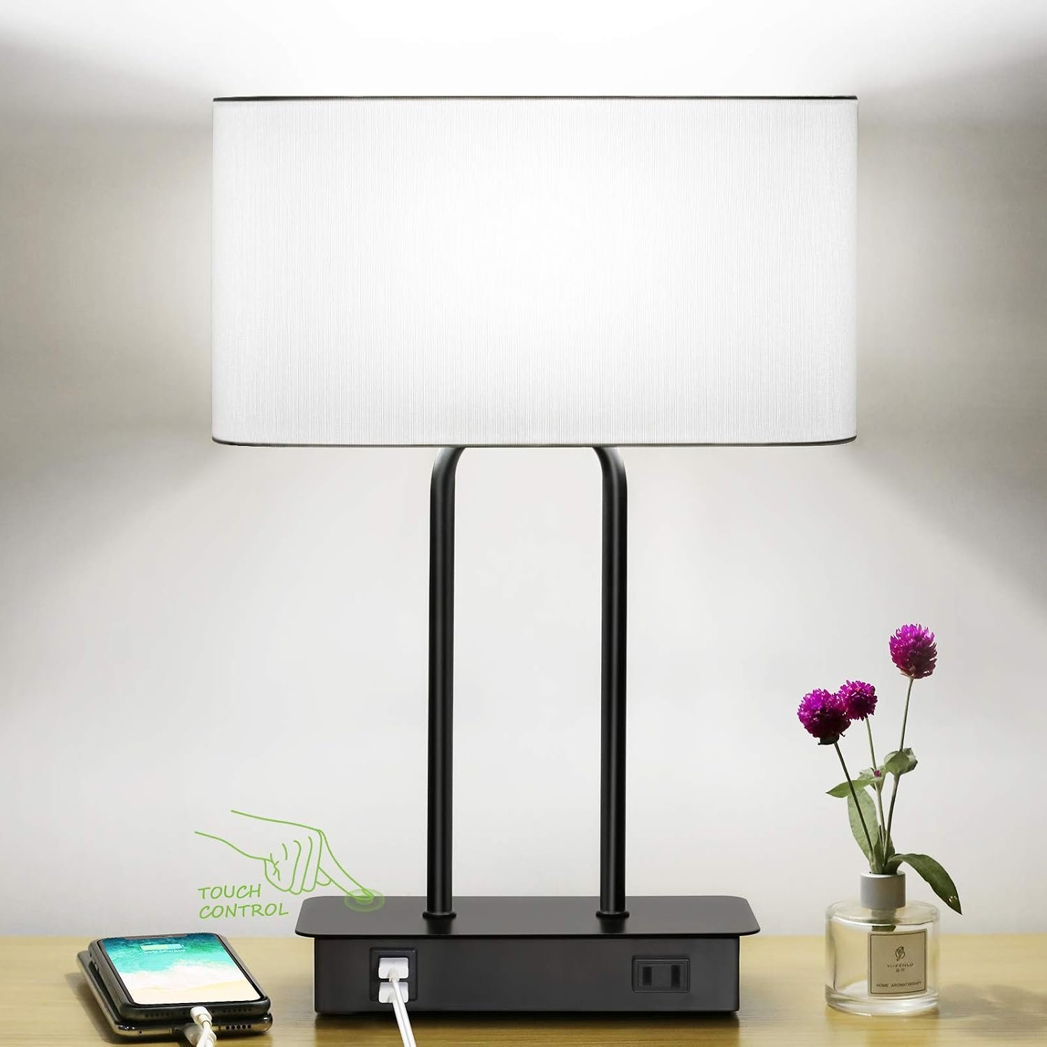 Bedside Touch Control Table Lamp, 3 Way Dimmable Modern Nightstand Lamp
