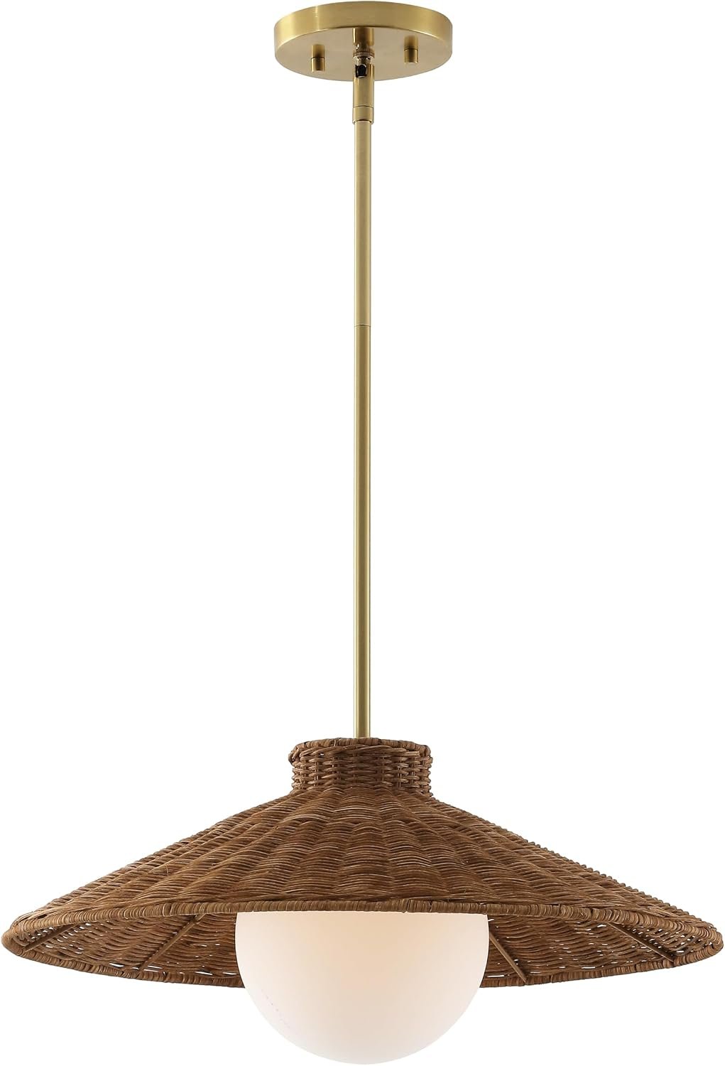 SAFAVIEH Lighting – Kalena 19.5-Inch Hanging Pendant Ceiling Light – Brown – Coastal Bohemian Rattan Design – Ideal for Dining Room, Foyer, Kitchen – Globe LED Bulb Included (PND4200A)