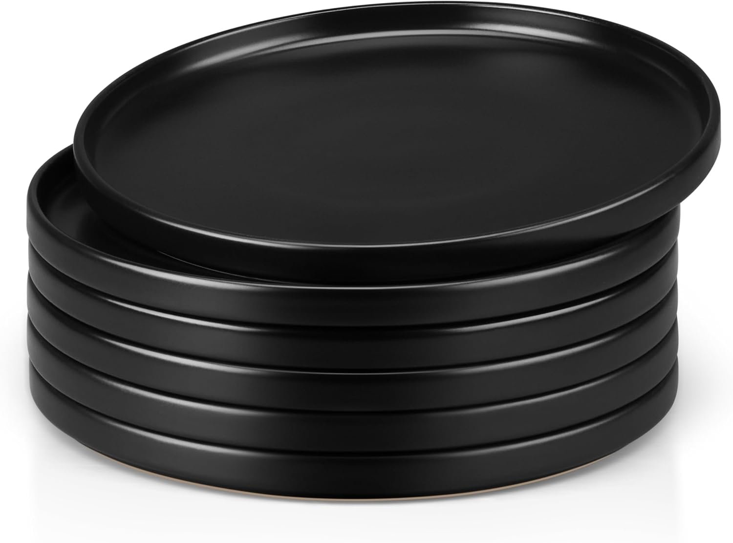Herogo Stoneware Dinner Plates Set of 6, 10.5″ Ceramic Round Plate Set, Large Dinnerware for Home Kitchen, Microwave, Oven & Dishwasher Safe, Matte Black