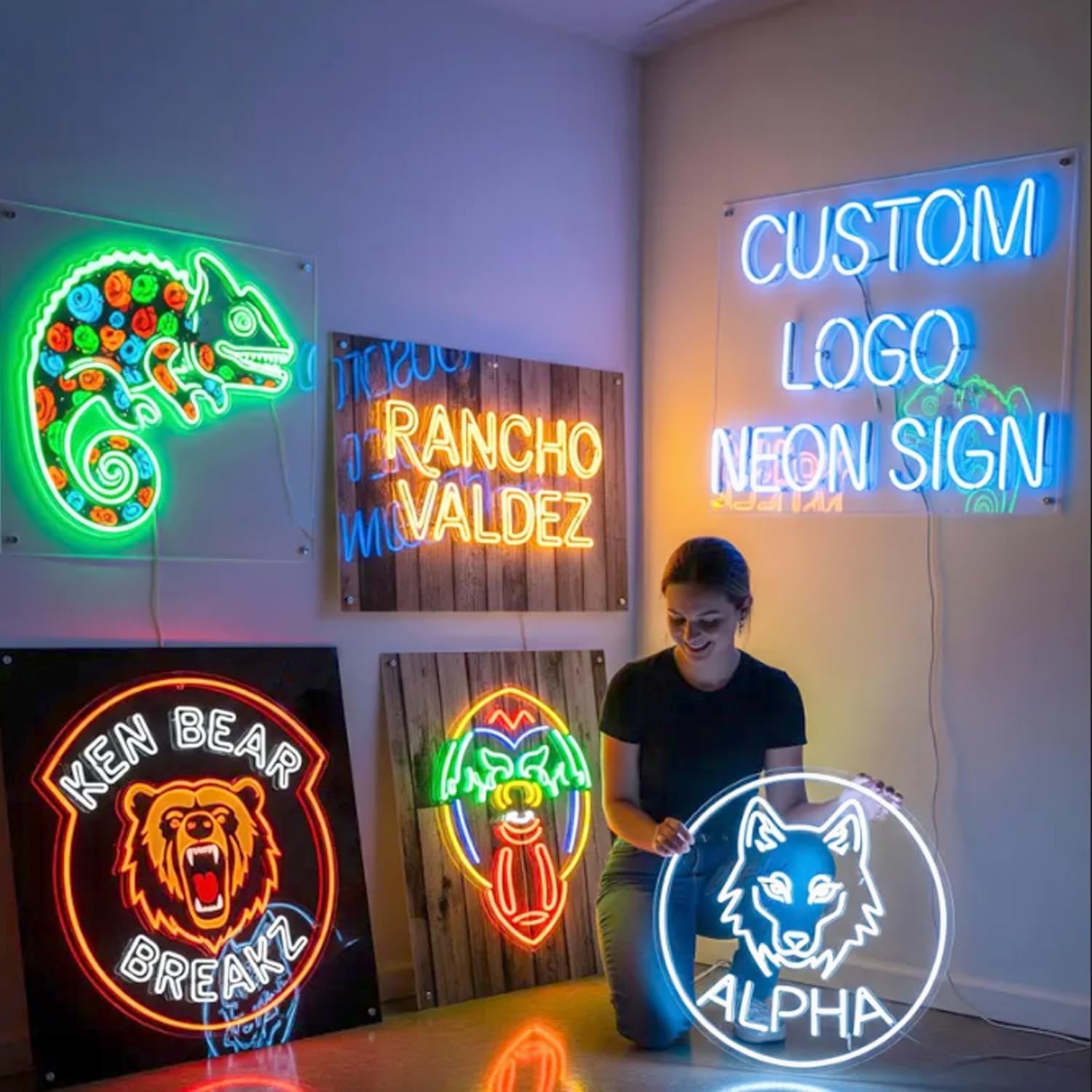 Custom Neon Sign Logo for Business Wall, Plug/Battery Lit Picture LED Signs