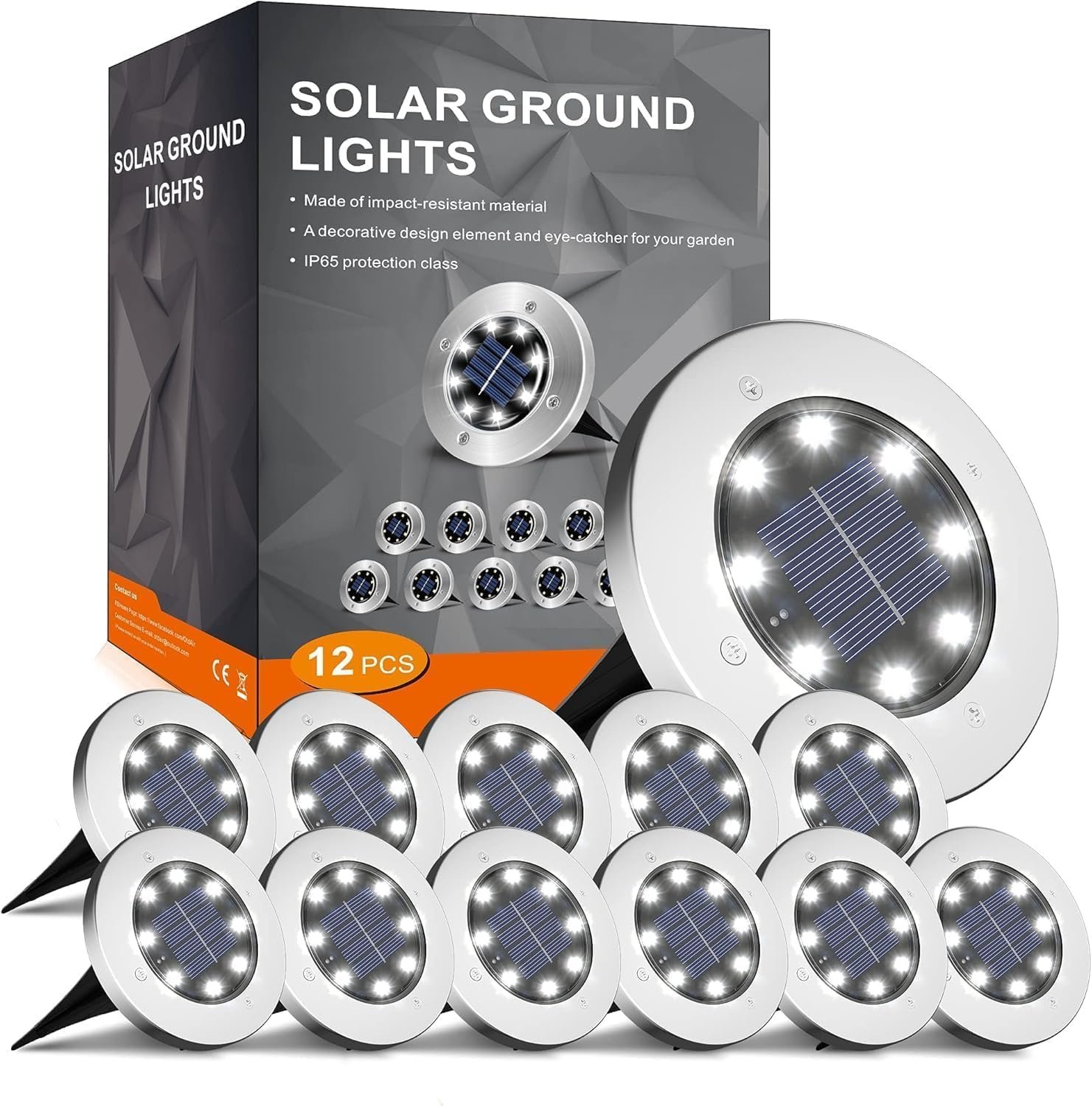INCX Solar Lights Outdoor Waterproof In Ground Lights, 12 Pack, Cold