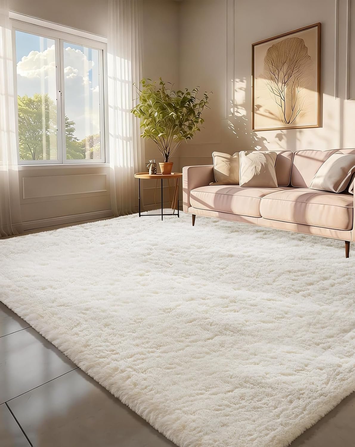 Ophanie 6×9 Area Rugs,Upgrade Non-Slip Fluffy Soft Rugs for Living Room,Large Shag Ivory Fuzzy Plush Rug,Shaggy Big Carpets for Bedroom,Kids Boys Girls Dorm Nursery Decor with Over 99 pcs Pile fibers