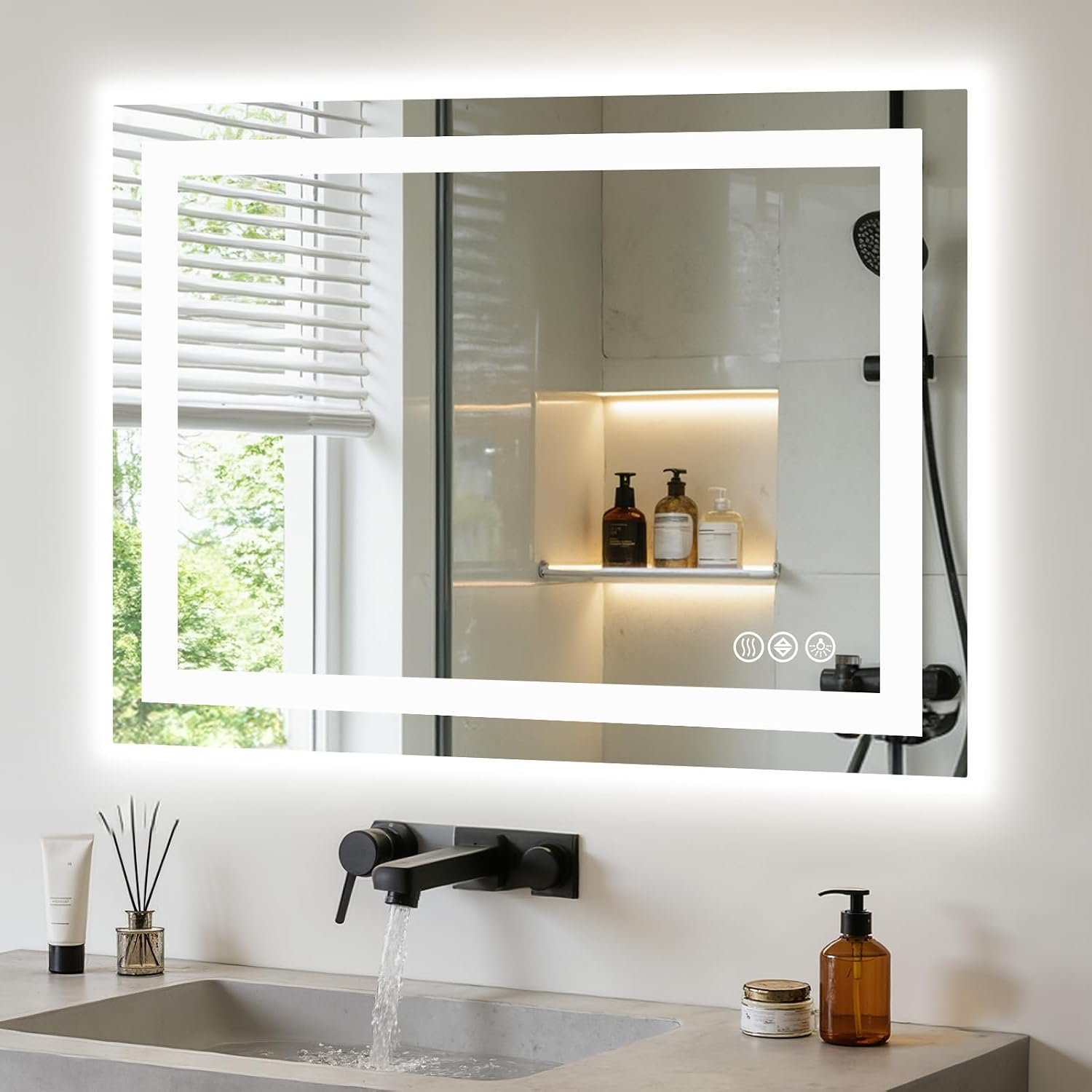 NEWBULIG 28″x36″ LED Bathroom Mirror with LED Lights, Anti-Fog